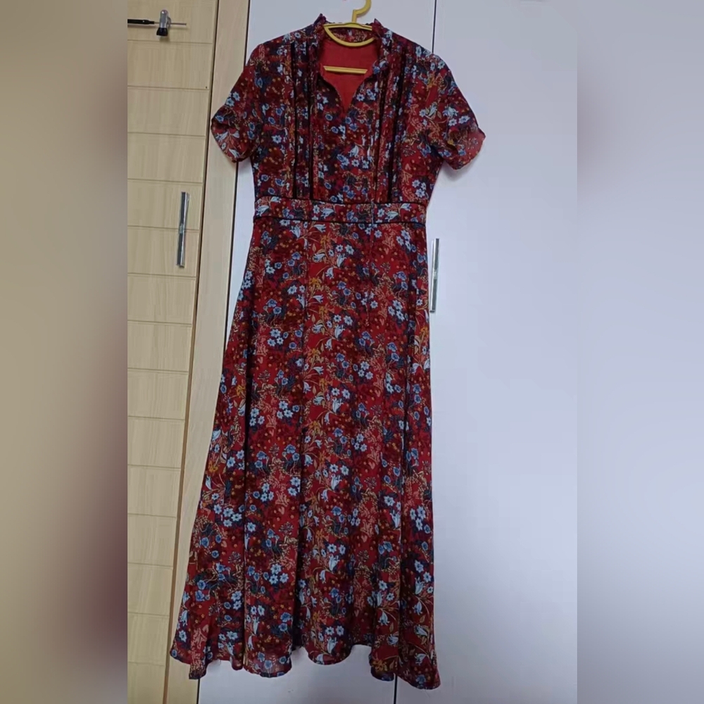 Floral Red Dress